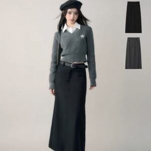 High-end Gray Suit Skirt Long