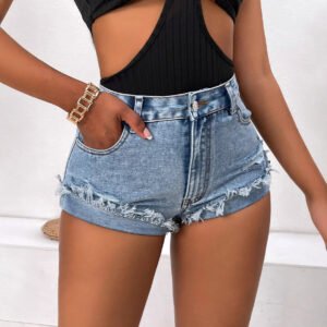 Sexy Casual Slimming Figure-flattering Denim Shorts