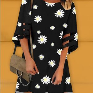Daisy print mesh dress