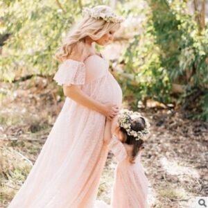 One-shoulder wedding dress Korean lace maternity dress