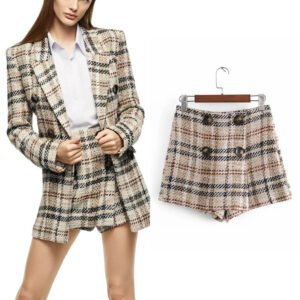 High Waist Slim Long Legs Contrast Color Plaid Wide-leg Pants