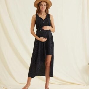 New Cross-Border Pregnant Mother Dress Irregular Polka Dot Dress