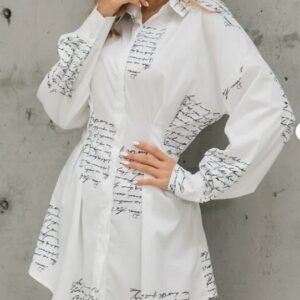 Print shirt dresses with a tight waist
