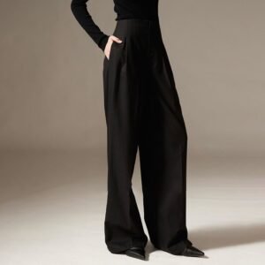 Womens High-Waisted Flowy Wide-Leg Pants For Shorter Statures