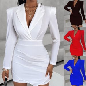 Slim Fit Long Sleeve Narrow Business Suit And Dress