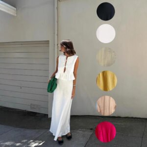 Breathable Cotton-Linen Sleeveless Bandage Womens Shirt Dress