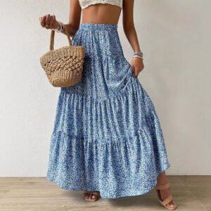 New Stylish Floral Print Polka-dot Dress