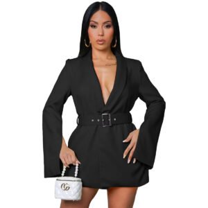 Fashion Casual Air Layer Business Dress Including Belt