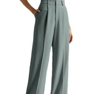 Womens High-Waisted Versatile White Straight-Leg Suit Pants