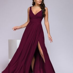 Solid Color Sleeveless Waist Formal Dress