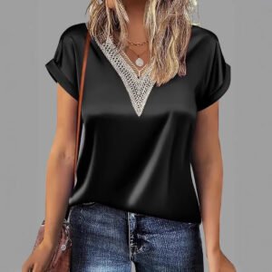 Women's Satin Loose Short-sleeve Top