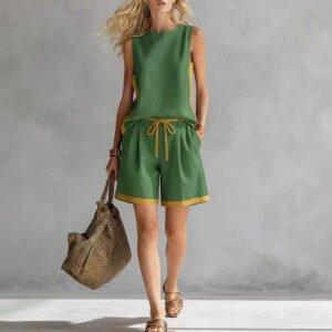 Solid-color Loose Casual Vest And Shorts Set