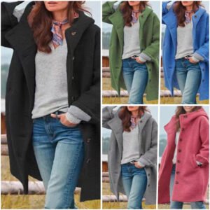 Long Single-breasted Multi-color Multi-size Casual Hooded Coat
