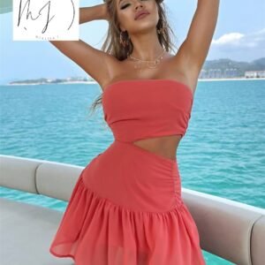 Off Shoulder Cut-Out Ruffle Dresses