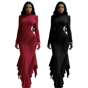 Backless Evening Gown In A Solid Color