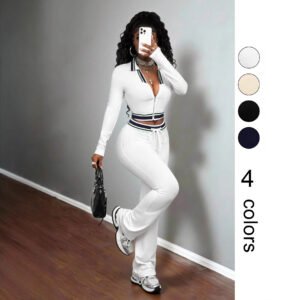 Crop Top And Tight-Fit Casual Sports Two-Piece Set