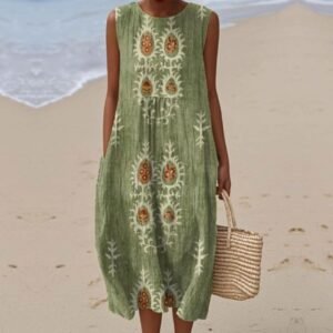 Printed Loose Casual Womens Sleeveless Dress