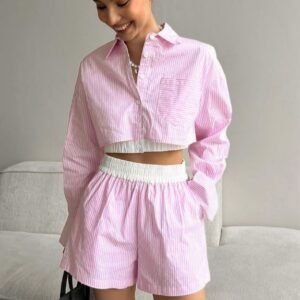 Fashionable Casual Elastic-Waist Shorts Set For Summer
