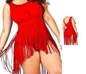 Triangle Slimming Plus Size XL-6XL Underwire Tassels Fat Lady Plus Size Swimwear